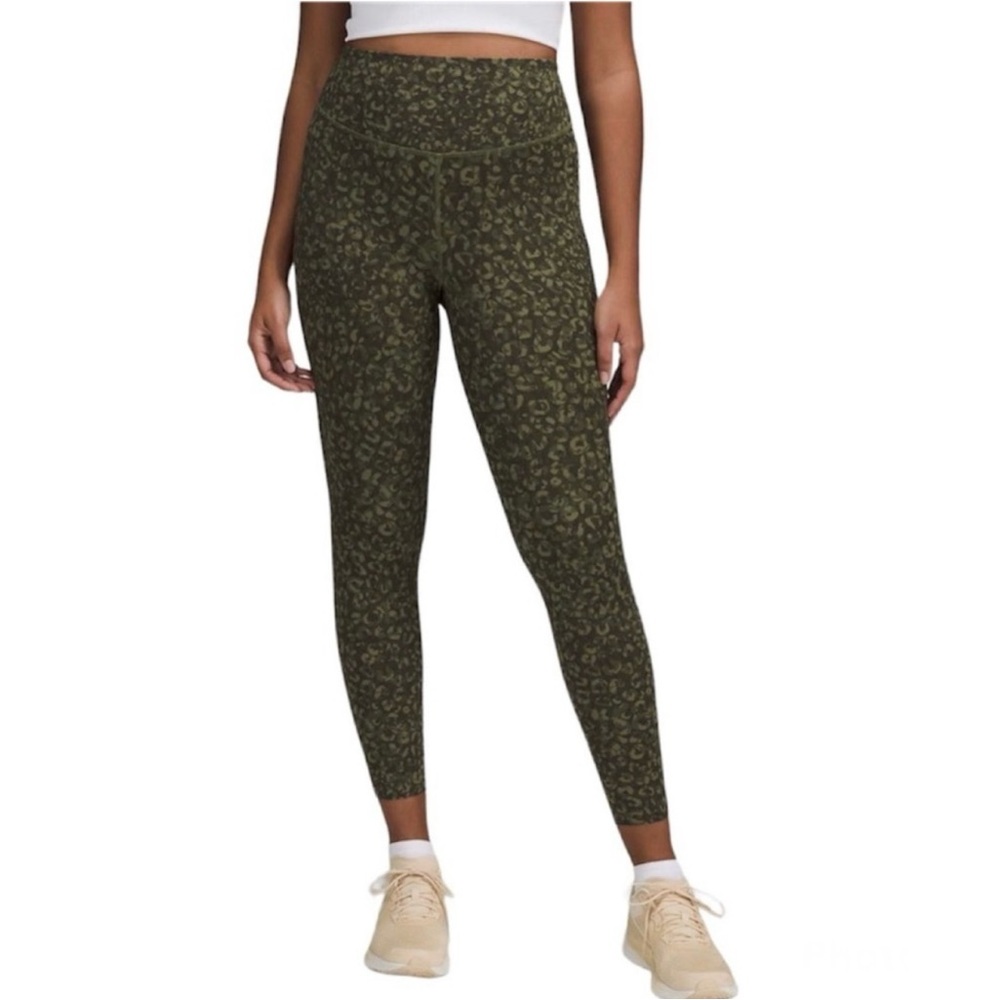 LULULEMON Base Pace High-Rise Legging 28" Olive Green Camo Nulux Sz 8 EUC